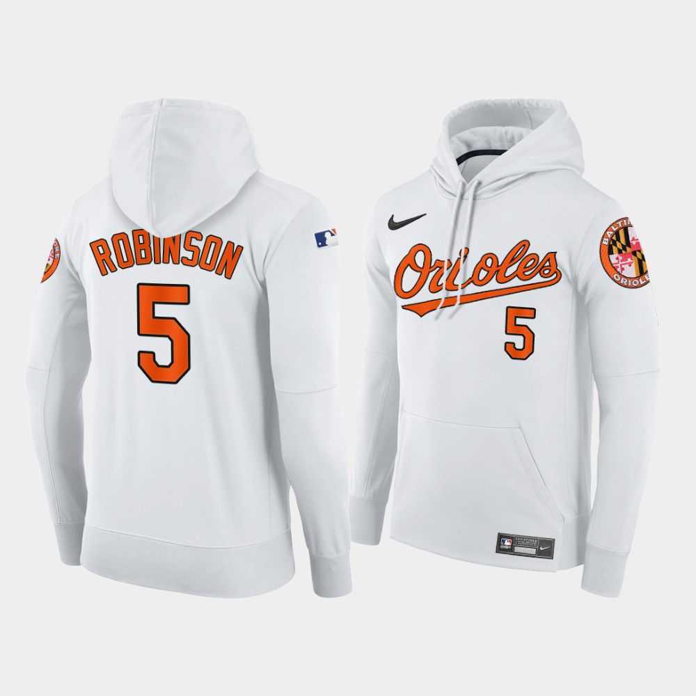 Men Baltimore Orioles 5 Robinson white home hoodie 2021 MLB Nike Jerseys